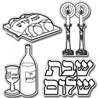 Shabbat Symbols Art & Craft Set – 36 Sheets for Coloring and Decorating